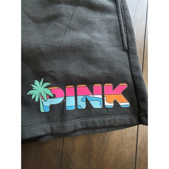 PINK Victoria's Secret Black Athletic Shorts Glitter Logo - Picture 6 of 9